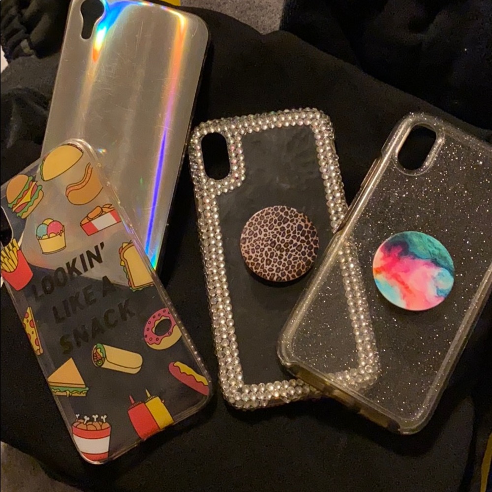 Gently used iPhone XR Cases with pop sockets